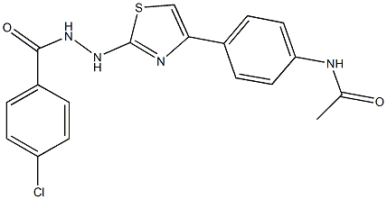 N-(4-{2-[2-(4-chlorobenzoyl)hydrazino]-1,3-thiazol-4-yl}phenyl)acetamide Struktur