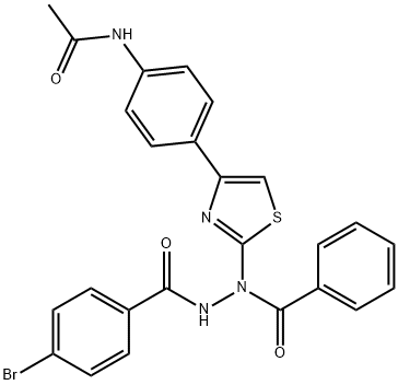 N-(4-{2-[1-benzoyl-2-(4-bromobenzoyl)hydrazino]-1,3-thiazol-4-yl}phenyl)acetamide Struktur