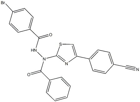 N'-(4-bromobenzoyl)-N-[4-(4-cyanophenyl)-1,3-thiazol-2-yl]benzohydrazide Struktur