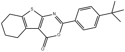 2-(4-tert-butylphenyl)-5,6,7,8-tetrahydro-4H-[1]benzothieno[2,3-d][1,3]oxazin-4-one Struktur