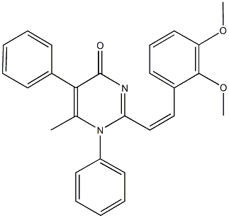 2-[2-(2,3-dimethoxyphenyl)vinyl]-6-methyl-1,5-diphenyl-4(1H)-pyrimidinone Struktur