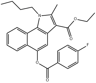 ethyl 1-butyl-5-[(4-fluorobenzoyl)oxy]-2-methyl-1H-benzo[g]indole-3-carboxylate Struktur