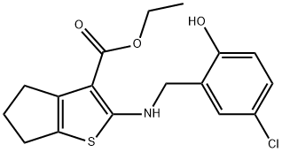 ethyl 2-[(5-chloro-2-hydroxybenzyl)amino]-5,6-dihydro-4H-cyclopenta[b]thiophene-3-carboxylate Struktur