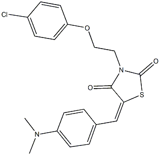 3-[2-(4-chlorophenoxy)ethyl]-5-[4-(dimethylamino)benzylidene]-1,3-thiazolidine-2,4-dione Struktur