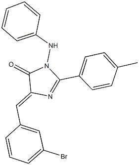 3-anilino-5-(3-bromobenzylidene)-2-(4-methylphenyl)-3,5-dihydro-4H-imidazol-4-one Struktur