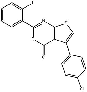 5-(4-chlorophenyl)-2-(2-fluorophenyl)-4H-thieno[2,3-d][1,3]oxazin-4-one Struktur