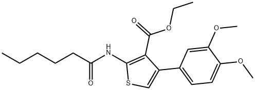 ethyl 4-(3,4-dimethoxyphenyl)-2-(hexanoylamino)-3-thiophenecarboxylate Struktur