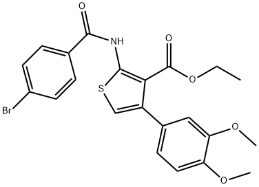 ethyl 2-[(4-bromobenzoyl)amino]-4-(3,4-dimethoxyphenyl)-3-thiophenecarboxylate Struktur