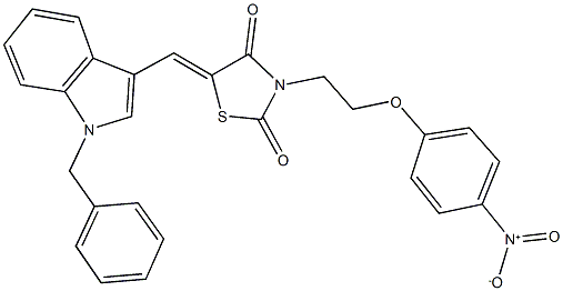 5-[(1-benzyl-1H-indol-3-yl)methylene]-3-(2-{4-nitrophenoxy}ethyl)-1,3-thiazolidine-2,4-dione Struktur