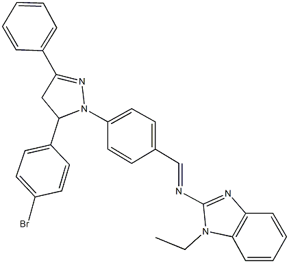 N-{4-[5-(4-bromophenyl)-3-phenyl-4,5-dihydro-1H-pyrazol-1-yl]benzylidene}-N-(1-ethyl-1H-benzimidazol-2-yl)amine Struktur