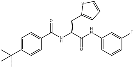 4-tert-butyl-N-[1-[(3-fluoroanilino)carbonyl]-2-(2-thienyl)vinyl]benzamide Struktur