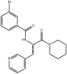 3-bromo-N-[1-(1-piperidinylcarbonyl)-2-(3-pyridinyl)vinyl]benzamide Struktur