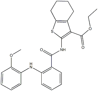 ethyl 2-{[2-(2-methoxyanilino)benzoyl]amino}-4,5,6,7-tetrahydro-1-benzothiophene-3-carboxylate Struktur