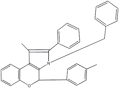 3-benzyl-1-methyl-4-(4-methylphenyl)-2-phenyl-3,4-dihydrochromeno[3,4-b]pyrrole Struktur