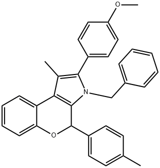 4-[3-benzyl-1-methyl-4-(4-methylphenyl)-3,4-dihydrochromeno[3,4-b]pyrrol-2-yl]phenyl methyl ether Struktur