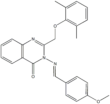 2-[(2,6-dimethylphenoxy)methyl]-3-[(4-methoxybenzylidene)amino]-4(3H)-quinazolinone Struktur