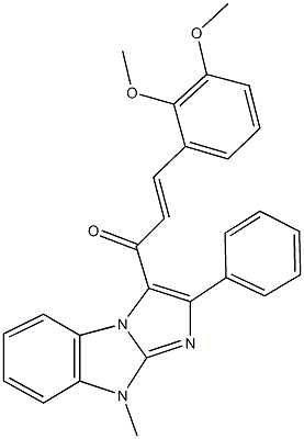 3-(2,3-dimethoxyphenyl)-1-(9-methyl-2-phenyl-9H-imidazo[1,2-a]benzimidazol-3-yl)-2-propen-1-one Struktur