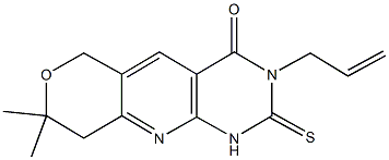 3-allyl-8,8-dimethyl-2-thioxo-1,2,3,6,8,9-hexahydro-4H-pyrano[3',4':5,6]pyrido[2,3-d]pyrimidin-4-one Struktur