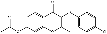 3-(4-chlorophenoxy)-2-methyl-4-oxo-4H-chromen-7-yl acetate Struktur