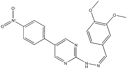 3,4-dimethoxybenzaldehyde (5-{4-nitrophenyl}-2-pyrimidinyl)hydrazone Struktur