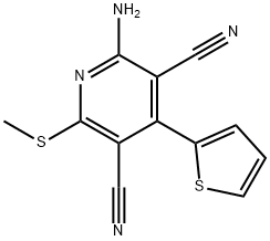 2-amino-6-(methylsulfanyl)-4-(2-thienyl)-3,5-pyridinedicarbonitrile Struktur