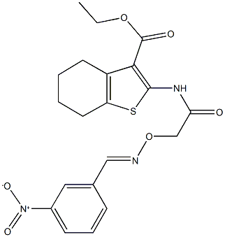 ethyl 2-({[({3-nitrobenzylidene}amino)oxy]acetyl}amino)-4,5,6,7-tetrahydro-1-benzothiophene-3-carboxylate Struktur