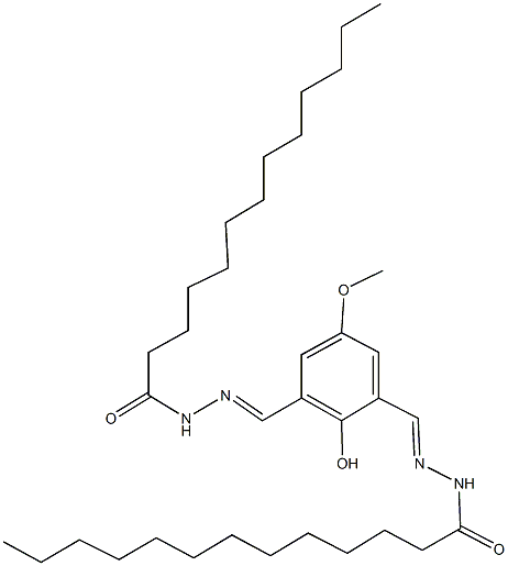 N'-[2-hydroxy-5-methoxy-3-(2-tridecanoylcarbohydrazonoyl)benzylidene]tridecanohydrazide Struktur