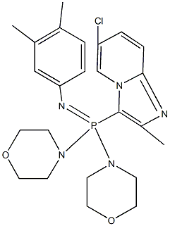 6-chloro-3-{(3,4-dimethylphenyl)[di(4-morpholinyl)]phosphorimidoyl}-2-methylimidazo[1,2-a]pyridine Struktur