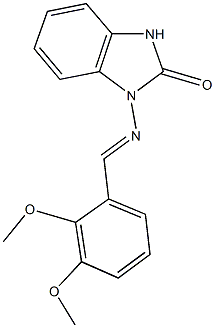 1-[(2,3-dimethoxybenzylidene)amino]-1,3-dihydro-2H-benzimidazol-2-one Struktur