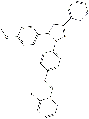 N-(2-chlorobenzylidene)-N-{4-[5-(4-methoxyphenyl)-3-phenyl-4,5-dihydro-1H-pyrazol-1-yl]phenyl}amine Struktur