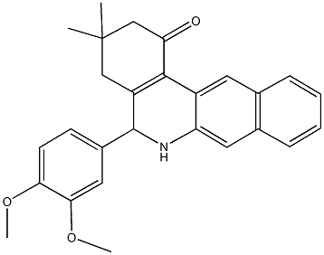 5-(3,4-dimethoxyphenyl)-3,3-dimethyl-3,4,5,6-tetrahydrobenzo[b]phenanthridin-1(2H)-one Struktur