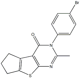 3-(4-bromophenyl)-2-methyl-3,5,6,7-tetrahydro-4H-cyclopenta[4,5]thieno[2,3-d]pyrimidin-4-one Struktur