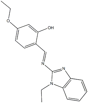 5-ethoxy-2-{[(1-ethyl-1H-benzimidazol-2-yl)imino]methyl}phenol Struktur