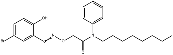 2-{[(5-bromo-2-hydroxybenzylidene)amino]oxy}-N-octyl-N-phenylacetamide Struktur