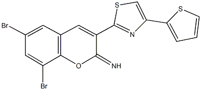 6,8-dibromo-3-[4-(2-thienyl)-1,3-thiazol-2-yl]-2H-chromen-2-imine Struktur