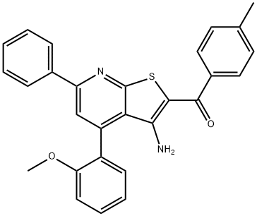 [3-amino-4-(2-methoxyphenyl)-6-phenylthieno[2,3-b]pyridin-2-yl](4-methylphenyl)methanone Struktur