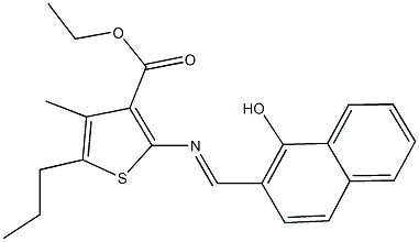 ethyl 2-{[(1-hydroxy-2-naphthyl)methylene]amino}-4-methyl-5-propyl-3-thiophenecarboxylate Struktur