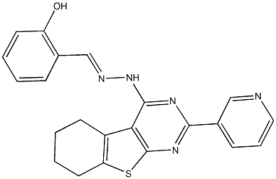 2-hydroxybenzaldehyde [2-(3-pyridinyl)-5,6,7,8-tetrahydro[1]benzothieno[2,3-d]pyrimidin-4-yl]hydrazone Struktur