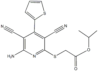 isopropyl {[6-amino-3,5-dicyano-4-(2-thienyl)-2-pyridinyl]sulfanyl}acetate Struktur