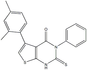 5-(2,4-dimethylphenyl)-3-phenyl-2-thioxo-2,3-dihydrothieno[2,3-d]pyrimidin-4(1H)-one Struktur