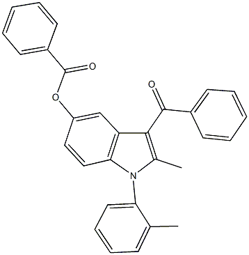 3-benzoyl-2-methyl-1-(2-methylphenyl)-1H-indol-5-yl benzoate Struktur