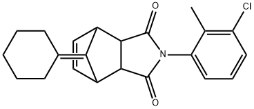 4-(3-chloro-2-methylphenyl)-10-cyclohexylidene-4-azatricyclo[5.2.1.0~2,6~]dec-8-ene-3,5-dione Struktur