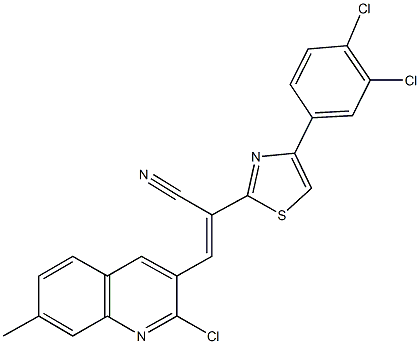 3-(2-chloro-7-methyl-3-quinolinyl)-2-[4-(3,4-dichlorophenyl)-1,3-thiazol-2-yl]acrylonitrile Struktur