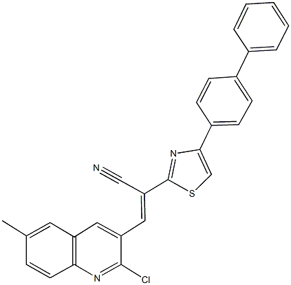 2-(4-[1,1'-biphenyl]-4-yl-1,3-thiazol-2-yl)-3-(2-chloro-6-methyl-3-quinolinyl)acrylonitrile Struktur