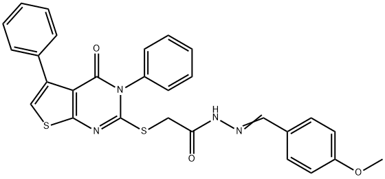 N'-(4-methoxybenzylidene)-2-[(4-oxo-3,5-diphenyl-3,4-dihydrothieno[2,3-d]pyrimidin-2-yl)sulfanyl]acetohydrazide Struktur