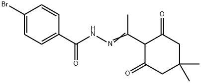 4-bromo-N'-[1-(4,4-dimethyl-2,6-dioxocyclohexyl)ethylidene]benzohydrazide Struktur