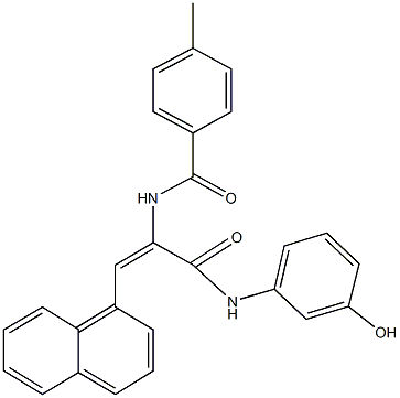 N-[1-[(3-hydroxyanilino)carbonyl]-2-(1-naphthyl)vinyl]-4-methylbenzamide Struktur