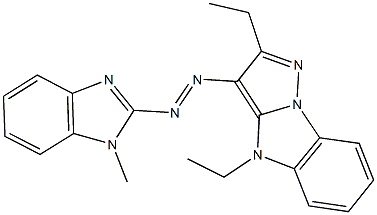 2,4-diethyl-3-[(1-methyl-1H-benzimidazol-2-yl)diazenyl]-4H-pyrazolo[1,5-a]benzimidazole Struktur