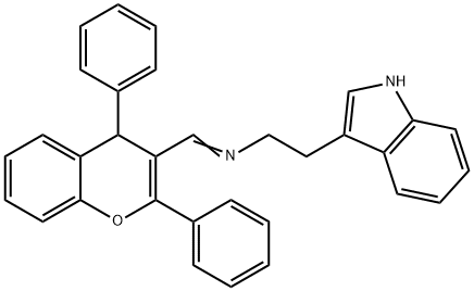 N-[(2,4-diphenyl-4H-chromen-3-yl)methylene]-N-[2-(1H-indol-3-yl)ethyl]amine Struktur