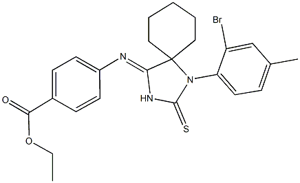 ethyl 4-{[1-(2-bromo-4-methylphenyl)-2-thioxo-1,3-diazaspiro[4.5]dec-4-ylidene]amino}benzoate Struktur